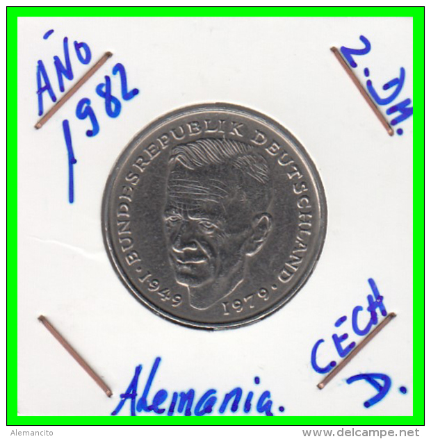 ALEMANIA -GERMANY - MONEDA DE  2.00 DM  AÑO 1982- D - KURT SCHUMACHER - 2 Mark