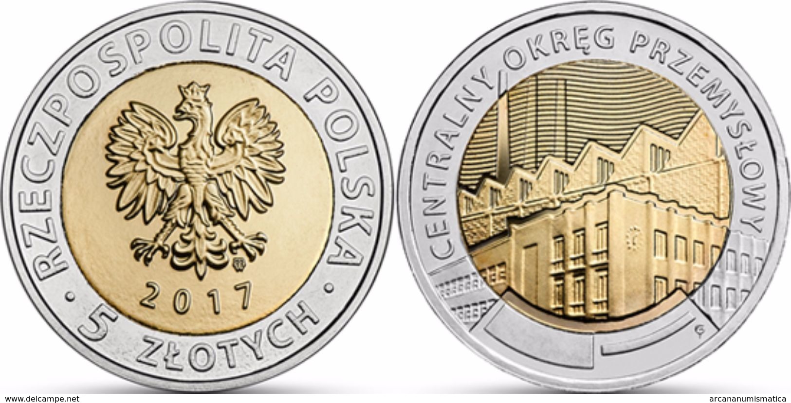 POLAND 5 Zlotes 2.017 2017 Bimetalic "CENTRAL INDUSTRIAL DISTRICT" SC/UNCirculated T-DL-12.162 - Polonia