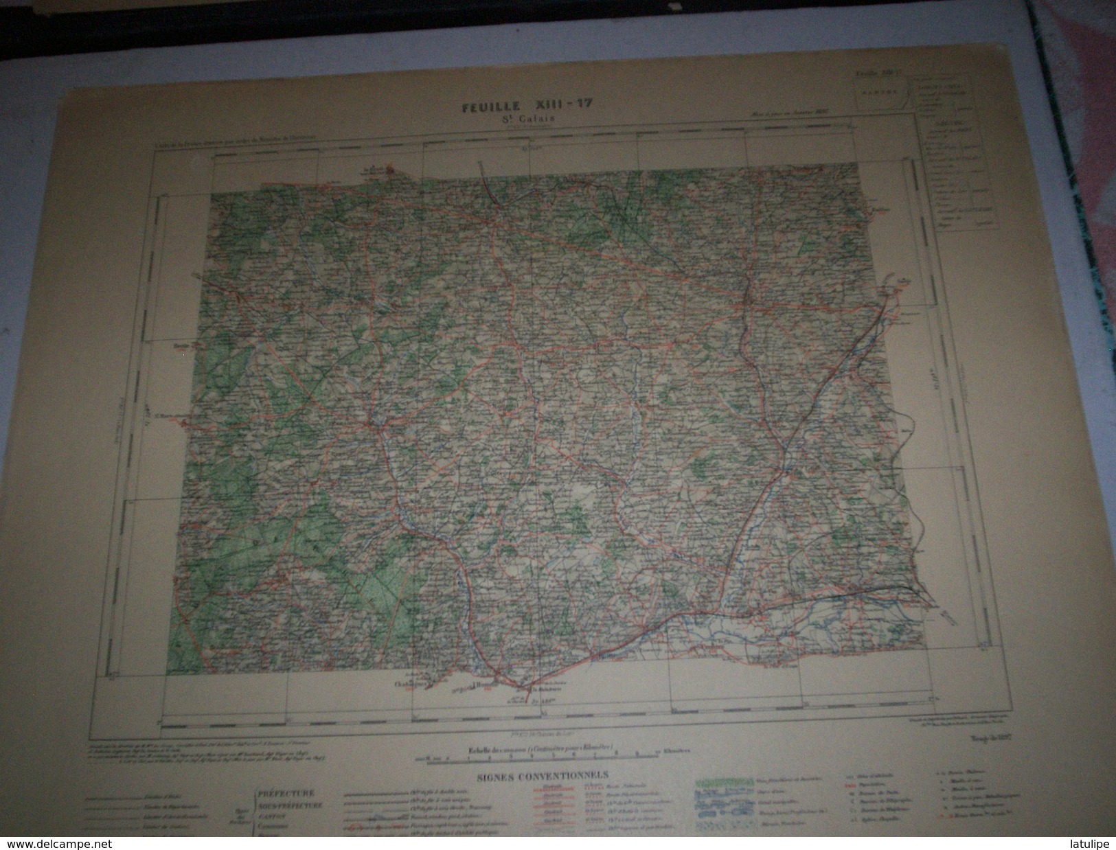 CARTE GEOGRAPHIQUE  G - Format  45 X 71 De LOIR Et CHER_SARTHE_Feuille_SAINT CALAIS_XIII_ 17 ) En 1897 - Geographische Kaarten