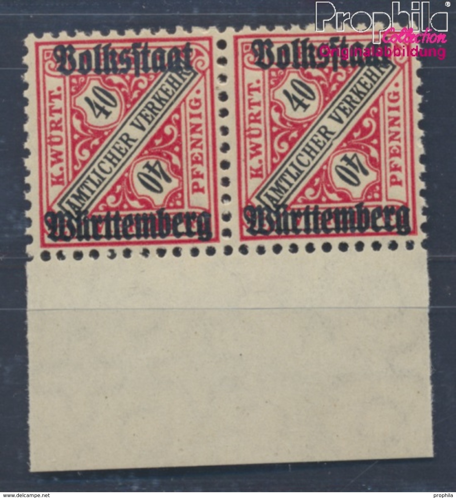 Württemberg D268I, Einfassungslinie Unter R Gebrochen (Feld 94) Postfrisch 1919 Ziffern In Schildern (8470649 - Ungebraucht