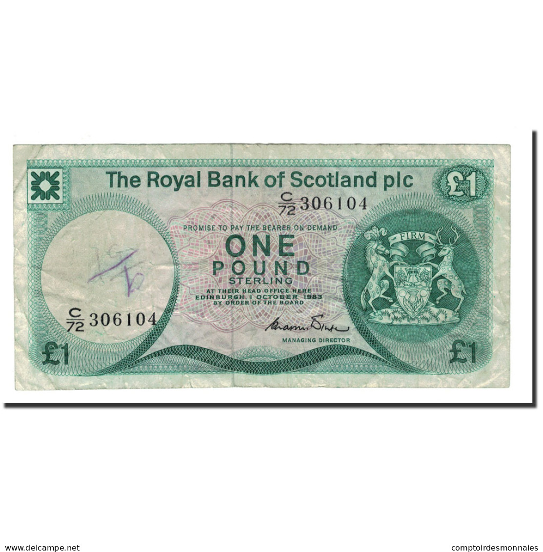 Billet, Scotland, 1 Pound, 1983, 1983-10-01, KM:341b, TB+ - 1 Pond