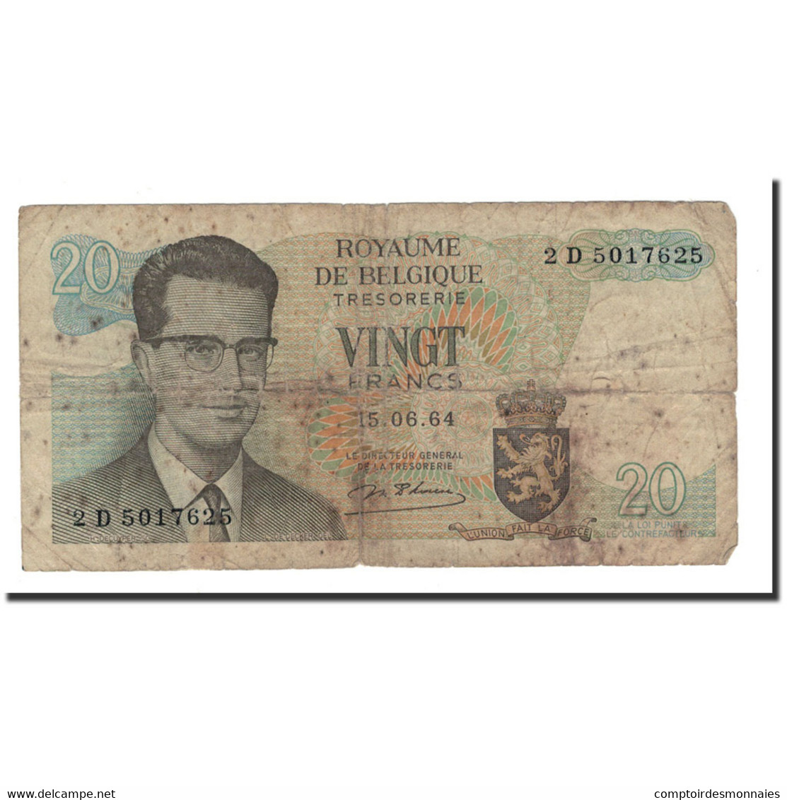 Billet, Belgique, 20 Francs, 1964, 1964-06-15, KM:138, B+ - 20 Francs