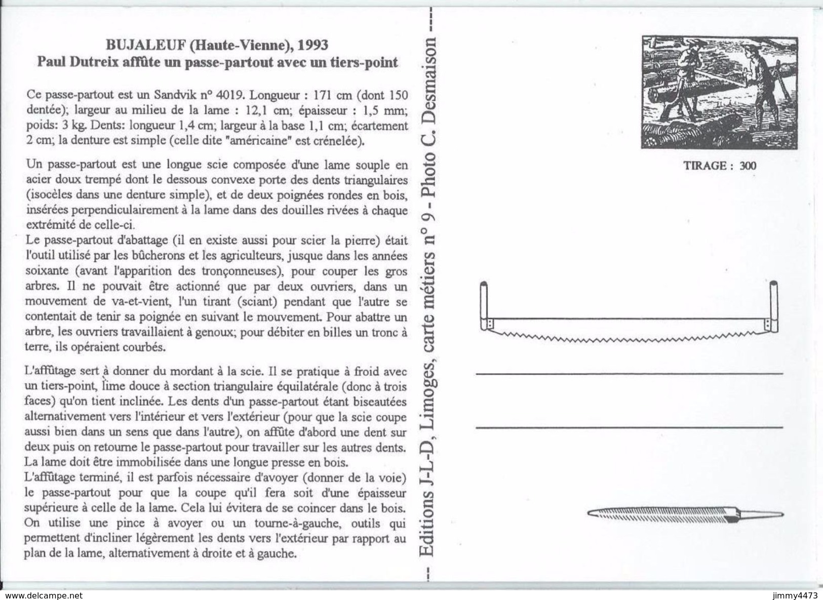 CPM - Paul Dutreix Affûte Un Passe-Partout Avec Un Tiers-point - BUJALEUF Canton De Eymoutiers 87 Haute Vienne Ed. J-L-D - Artisanat