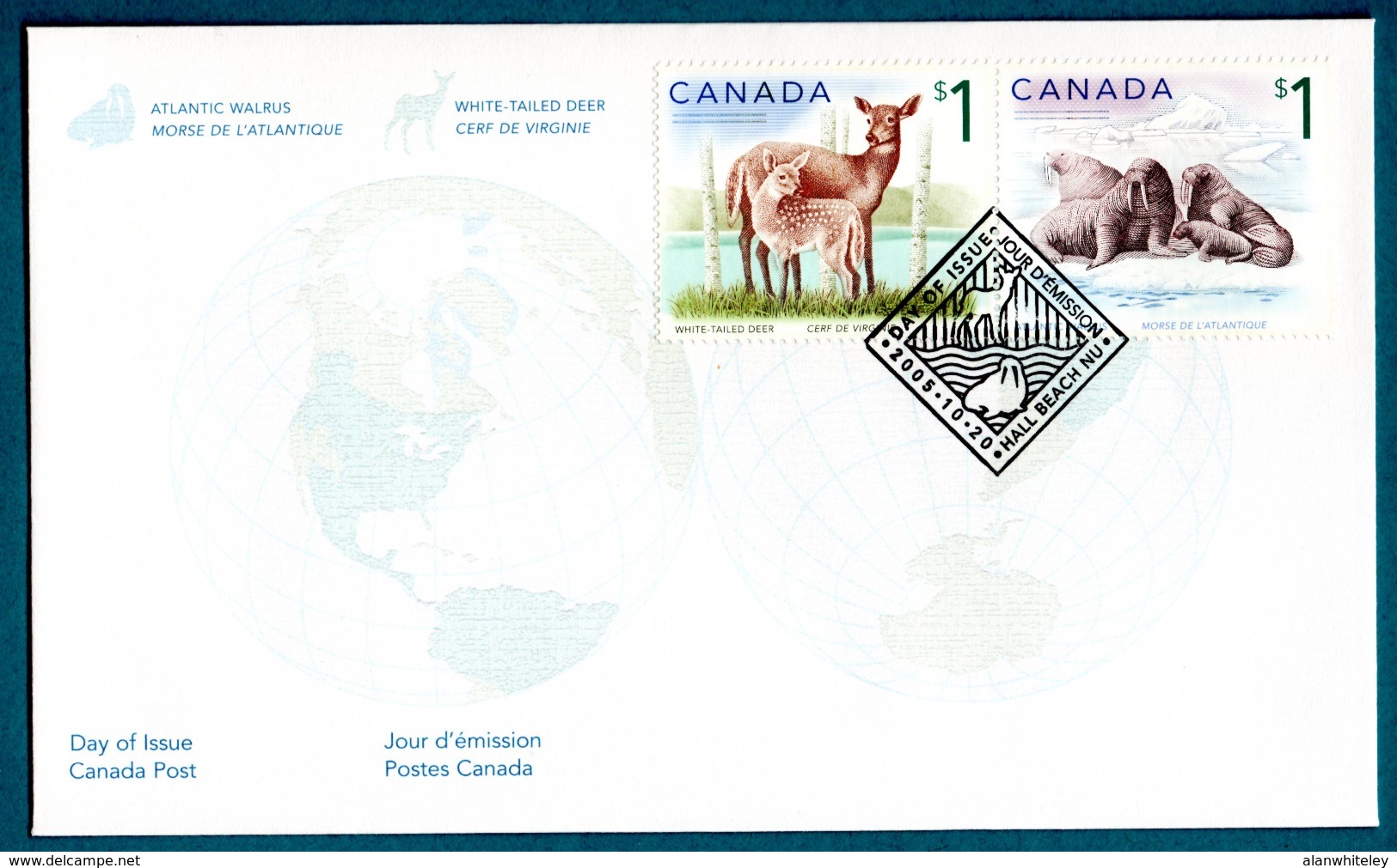 CANADA 2005 Definitives / Wildlife / Deer / Walrus: First Day Cover CANCELLED - 2001-2010