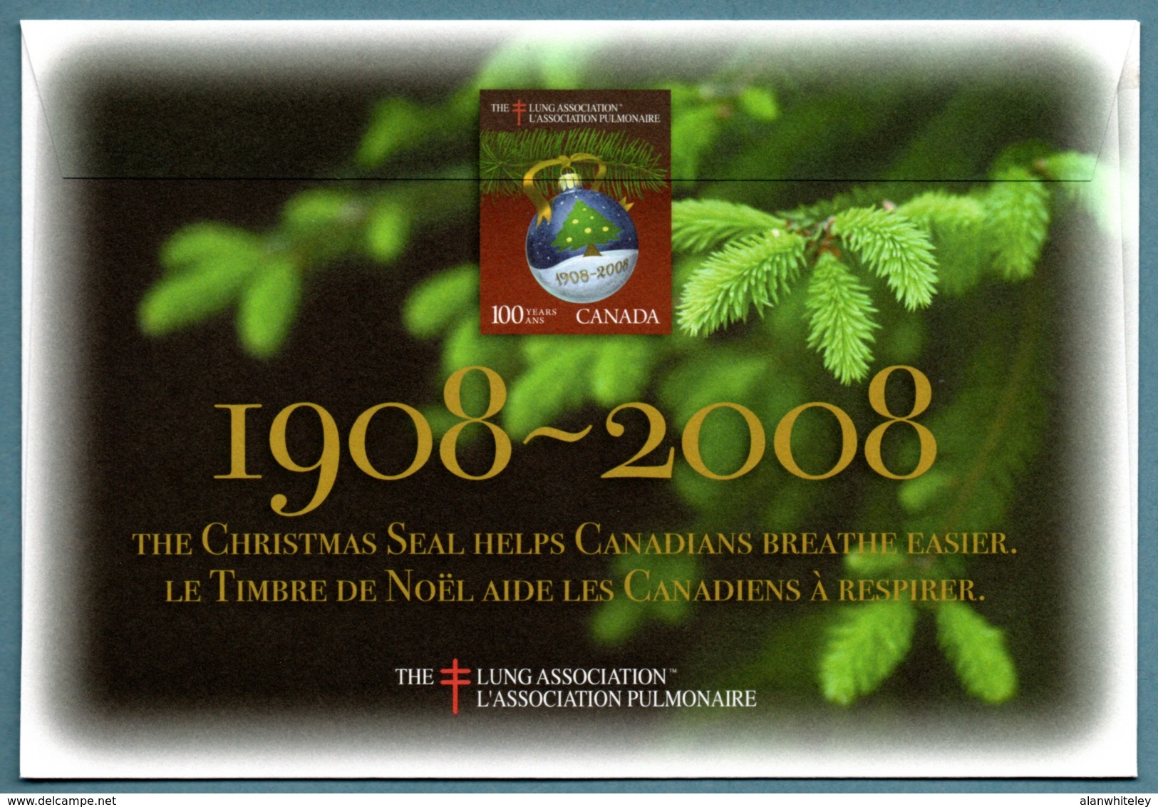 CANADA 2008 Christmas Seals: Commemorative Cover CANCELLED - Gedenkausgaben