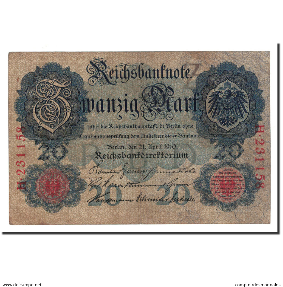 Billet, Allemagne, 20 Mark, 1910, 1910-04-21, KM:40a, TB - 20 Mark