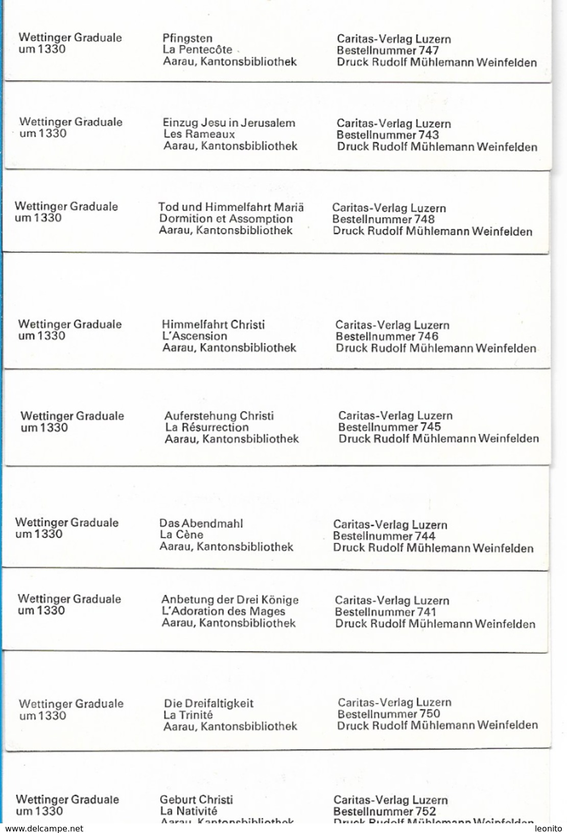 WETTINGEN AG Kloster 1330 Graduale 9 Karten - Wettingen