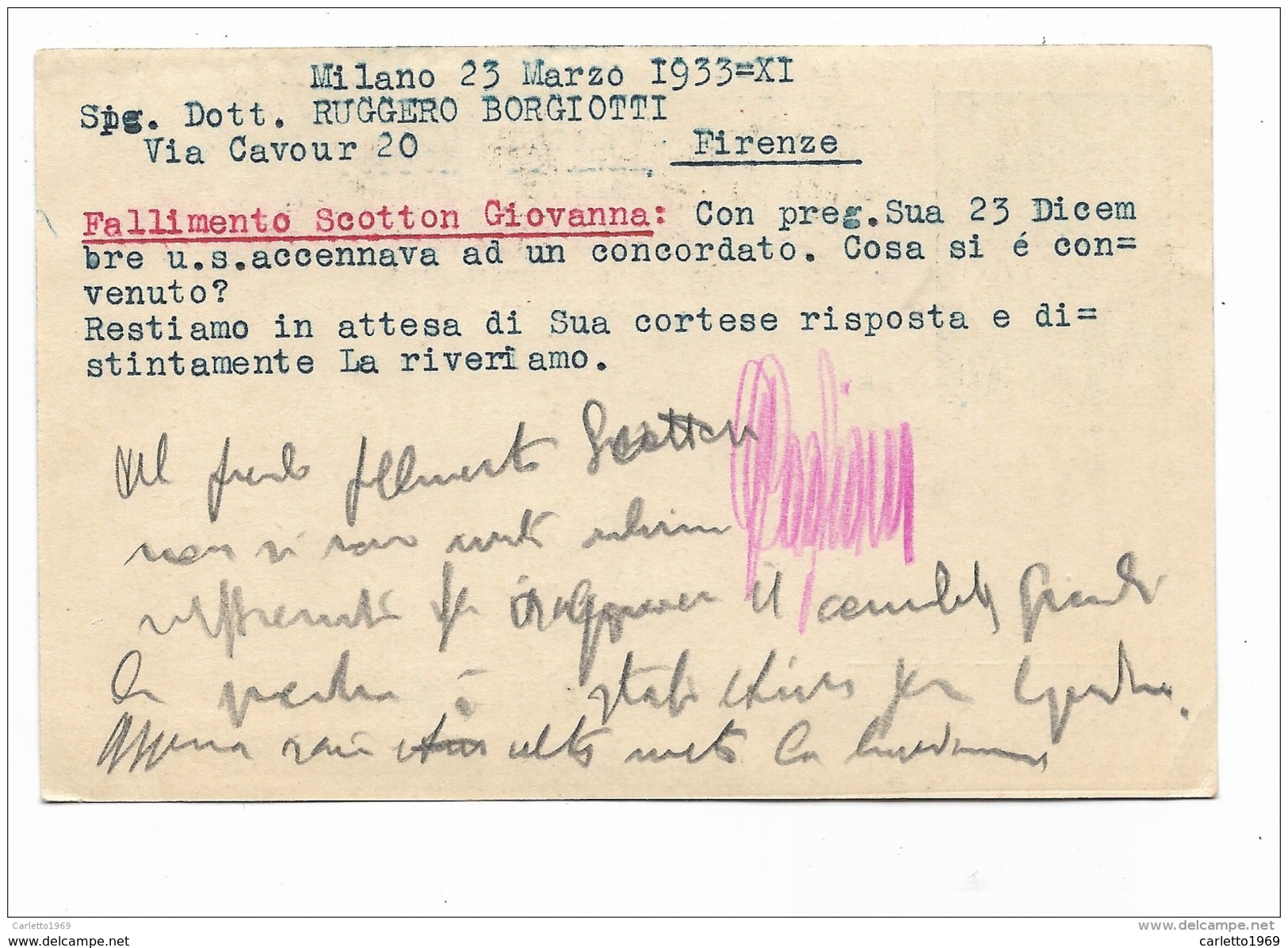 SAMOTHYL  1933 MILANO - Historische Dokumente