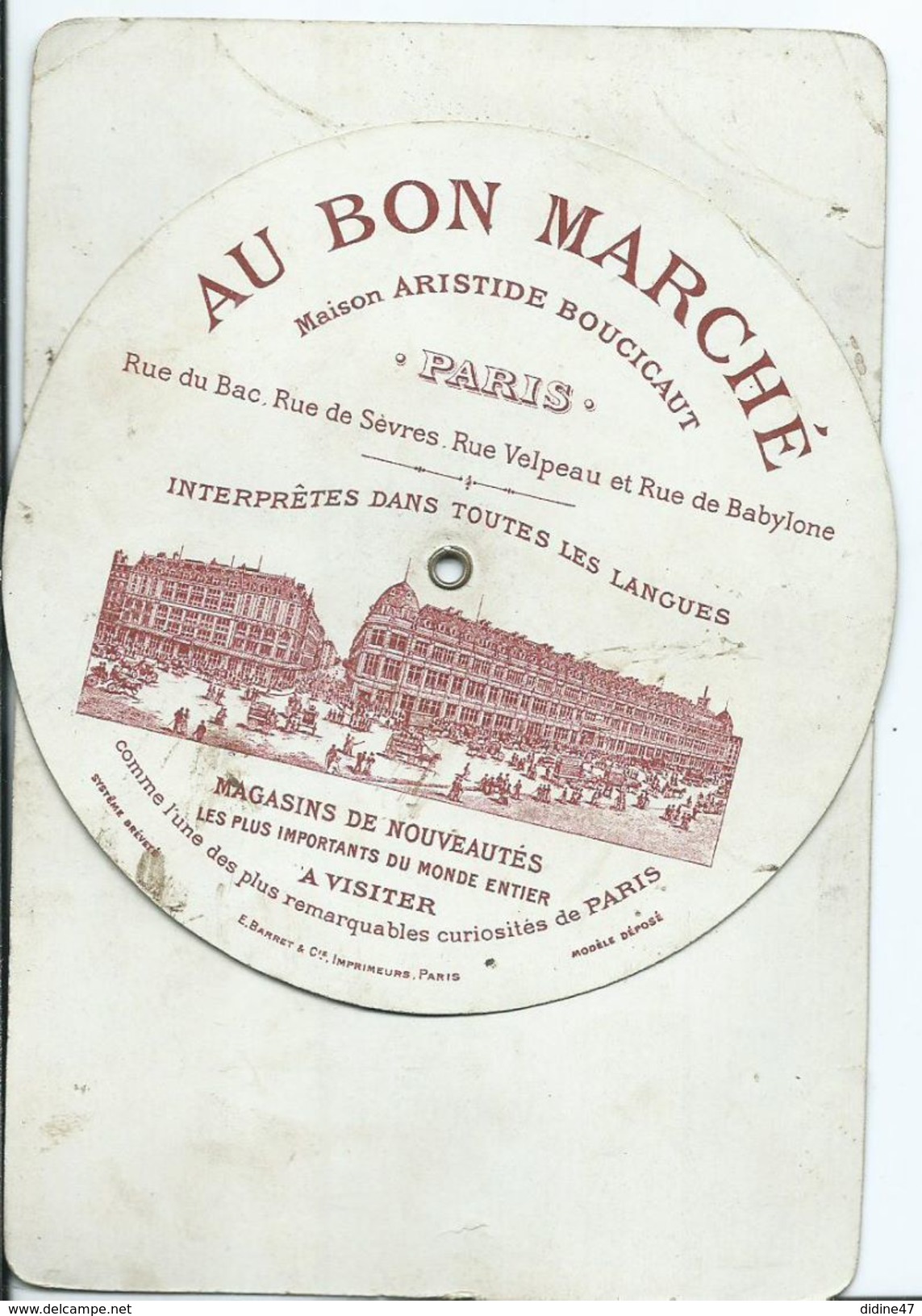 AU BON MARCHE - Carte Système 15,4 X 10,4 - Pubblicitari