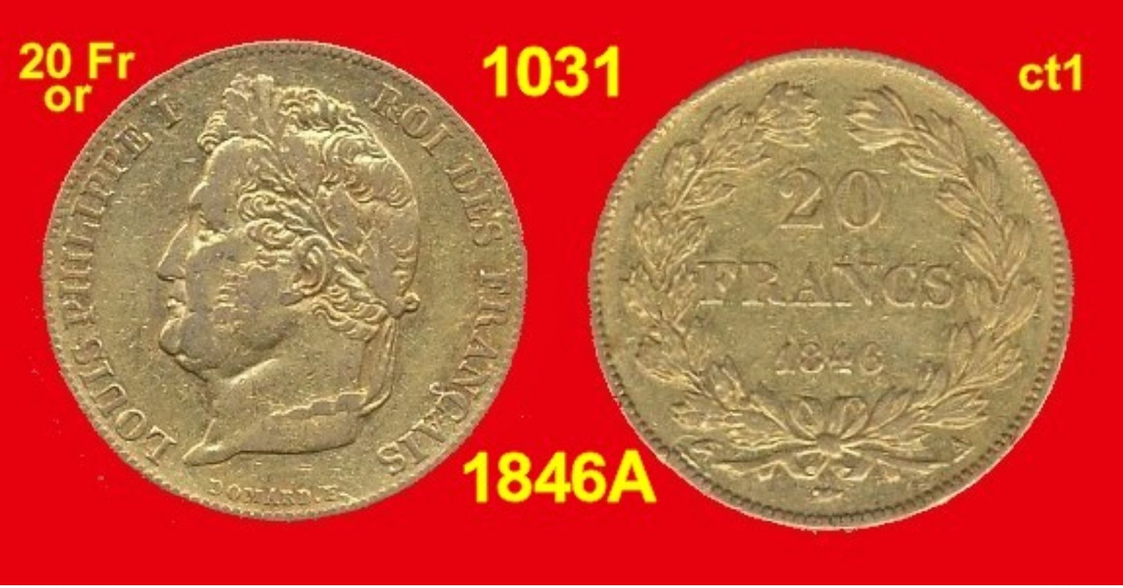 20 Francs Or France 1031 De 1846A TB+ (ct1) Louis-Philippe I, Tête Laurée, 900 ‰ 6,45 Gr Tirage 102 913 - Sonstige & Ohne Zuordnung