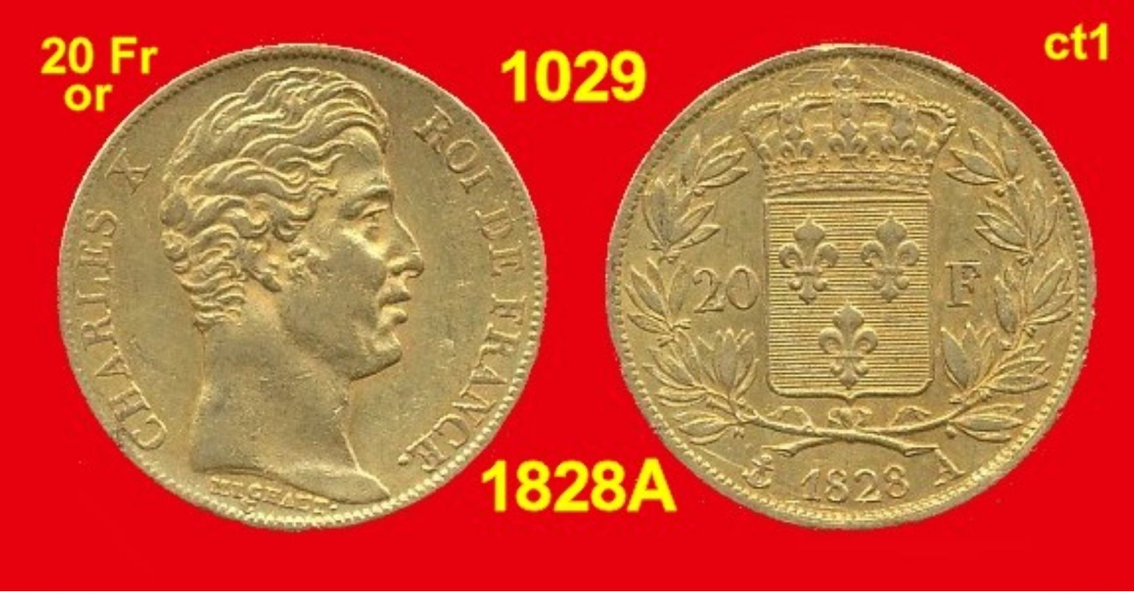 20 Francs Or France G1029 De 1828A TTB (ct1) Charles X, 900 ‰ 6,45 Gr Tirage 278 872 - Other & Unclassified