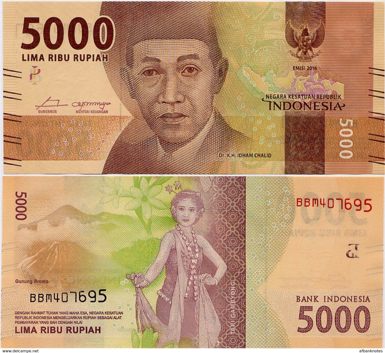 INDONESIA       5000 Rupiah      P-New       2016/2017   UNC - Indonesia