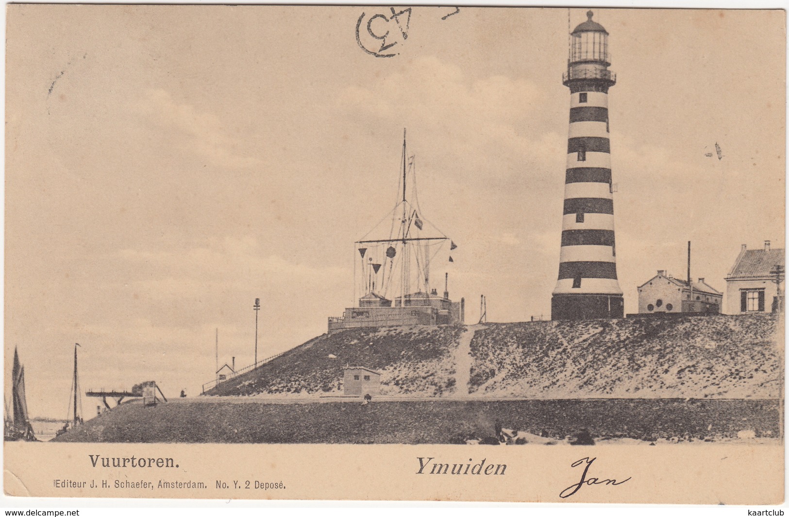 Ymuiden  -  Vuurtoren - 1901 - (Noord-Holland, Nederland/Holland) - Ed. J.H. Schaefer - No. Y.2. - IJmuiden