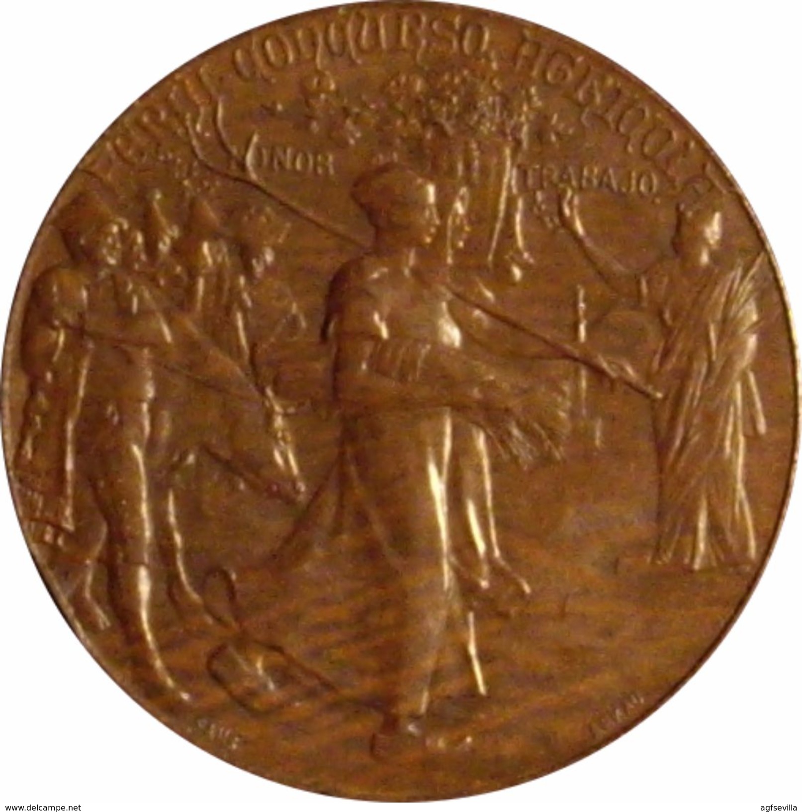 ESPAÑA. MEDALLA DE LA FERIA CONCURSO AGRÍCOLA. BARCELONA 1.898. COBRE. ESPAGNE. SPAIN MEDAL - Professionnels/De Société