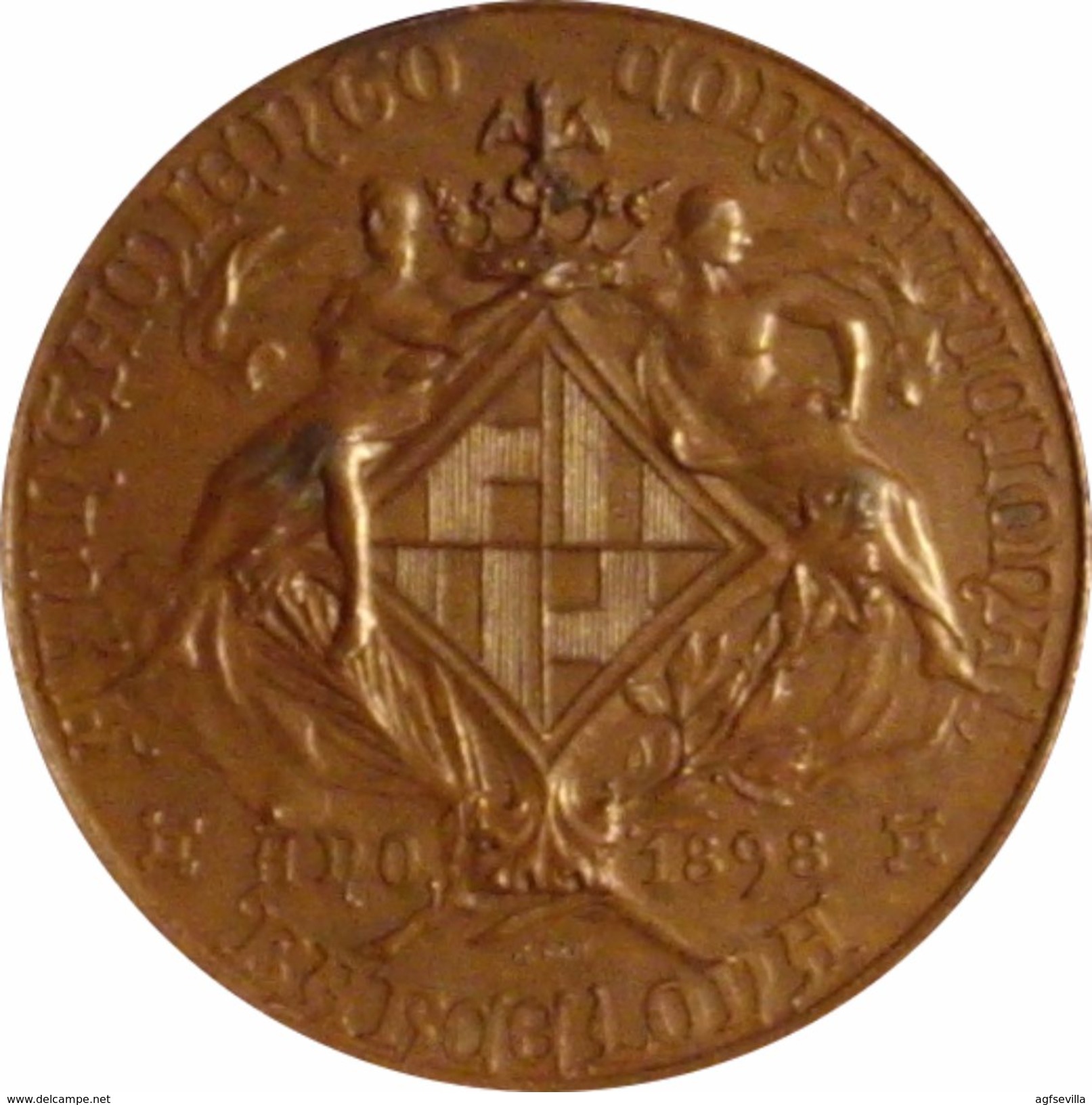 ESPAÑA. MEDALLA DE LA FERIA CONCURSO AGRÍCOLA. BARCELONA 1.898. COBRE. ESPAGNE. SPAIN MEDAL - Firma's