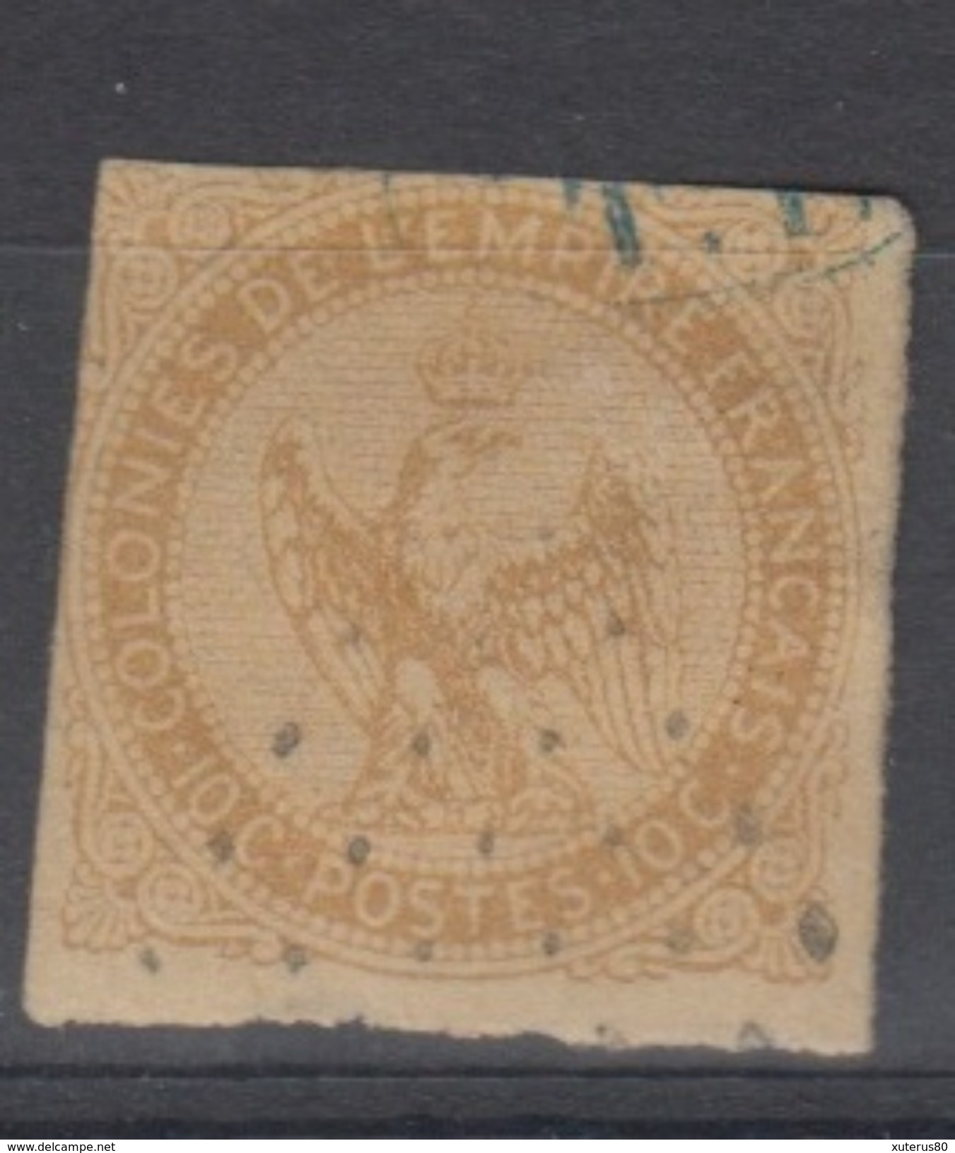 #124# COLONIES GENERALES N° 3 Oblitéré Avec Marque Bleue "CONTROLE TP"  RARE - Eagle And Crown