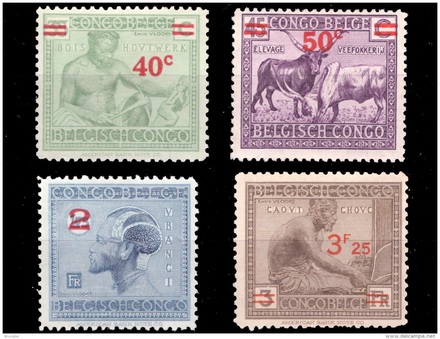 Congo 0159/61A SG Surchargé  Type Vloors Et Leys  Sans Gomme/without Gum - Neufs