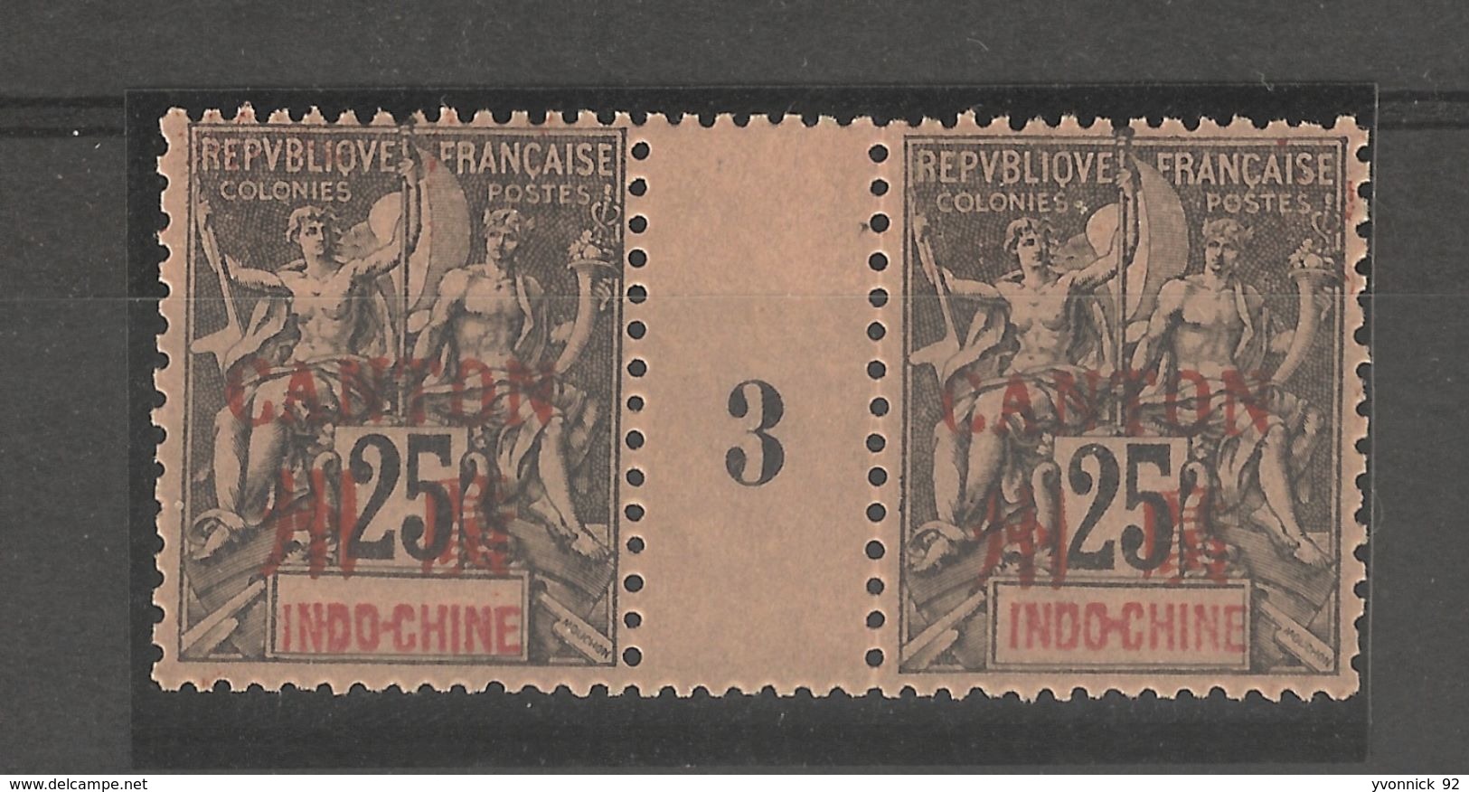 Indo-chine_Millésimes 25c Surch.Canton En Rouge 1893  N° 10 - Altri & Non Classificati