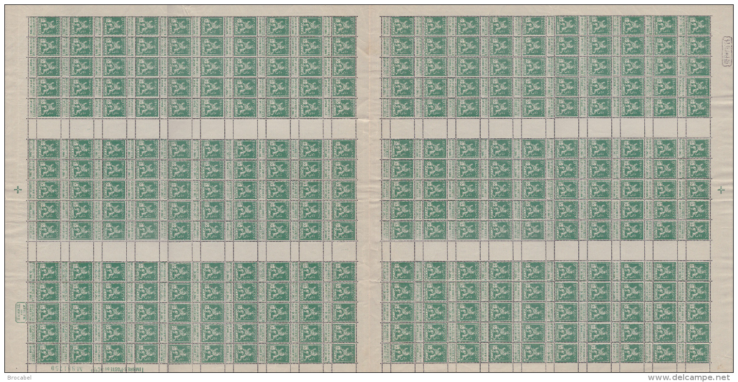 Belgium 0110**  5c Vert   Feuille / Sheet De 300 - MNH - ( Br_st ) SPECTACULAIRE ! - Non Classés