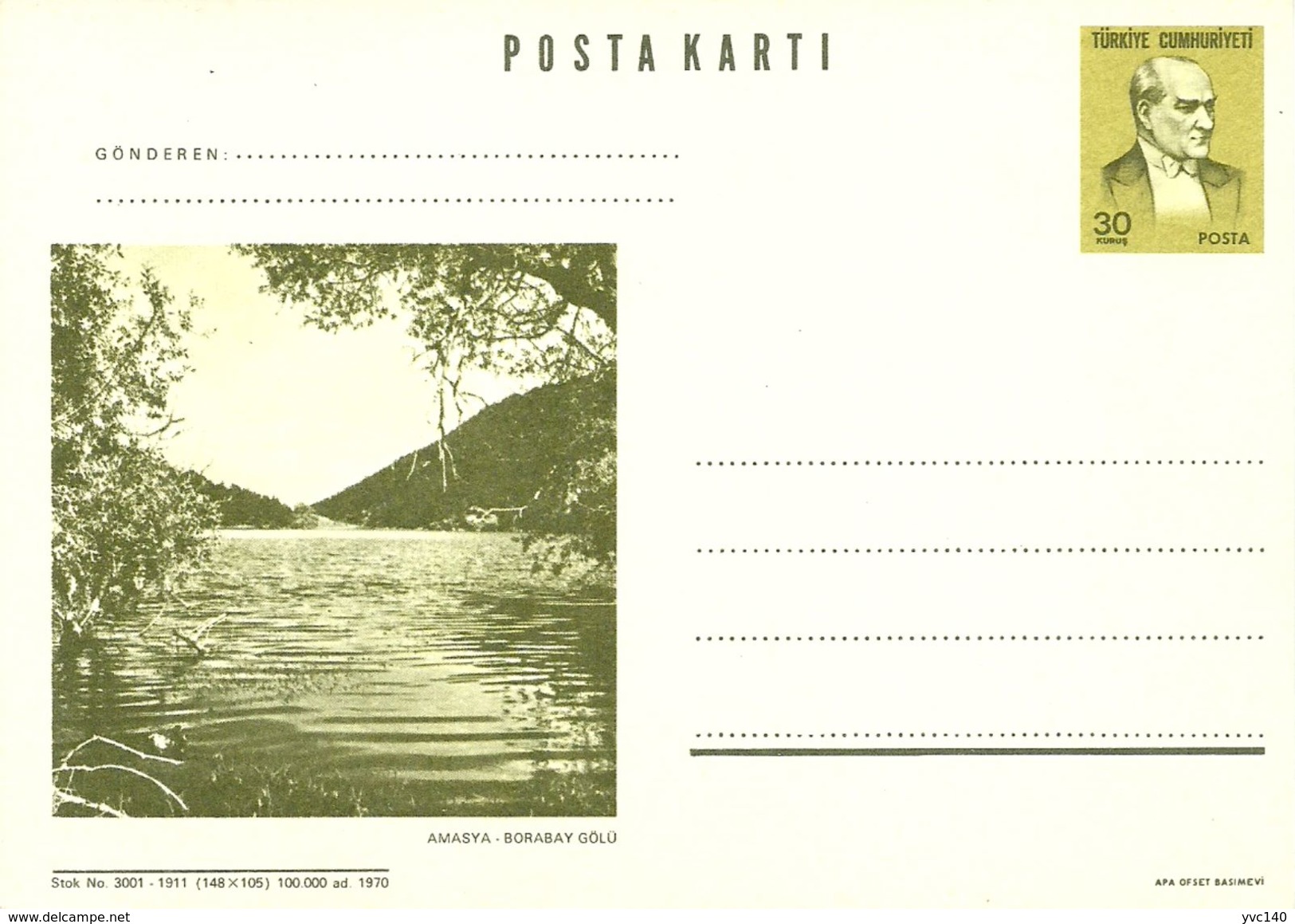 Turkey; 1970 Postal Stationery Isfila AN 222 - Postal Stationery