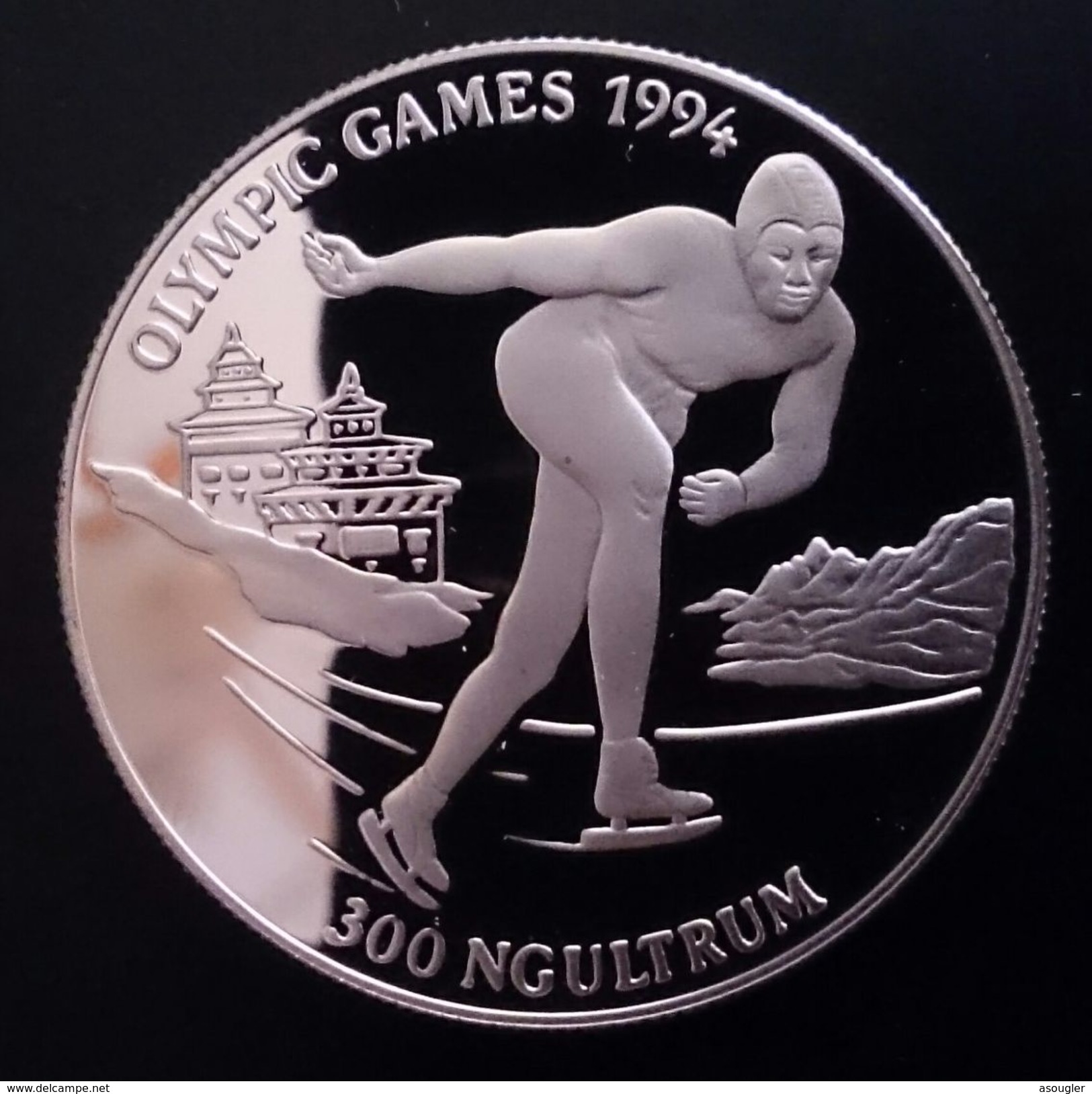 BHUTAN 300 NGULTRUM 1992 SILVER PROOF "OLYMPIC GAMES 1994" (free Shipping Via Registered Air Mail) - Bhutan