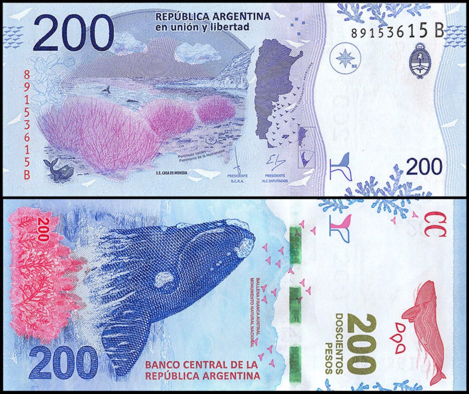 Argentina 200 Pesos, 2017, P-NEW, UNC - Argentine