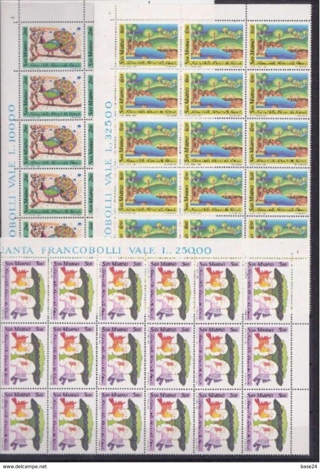 1989 San Marino Saint Marin NATURA NATURE  18 Serie Di 3v. MNH** Blocco Angolare - Natura