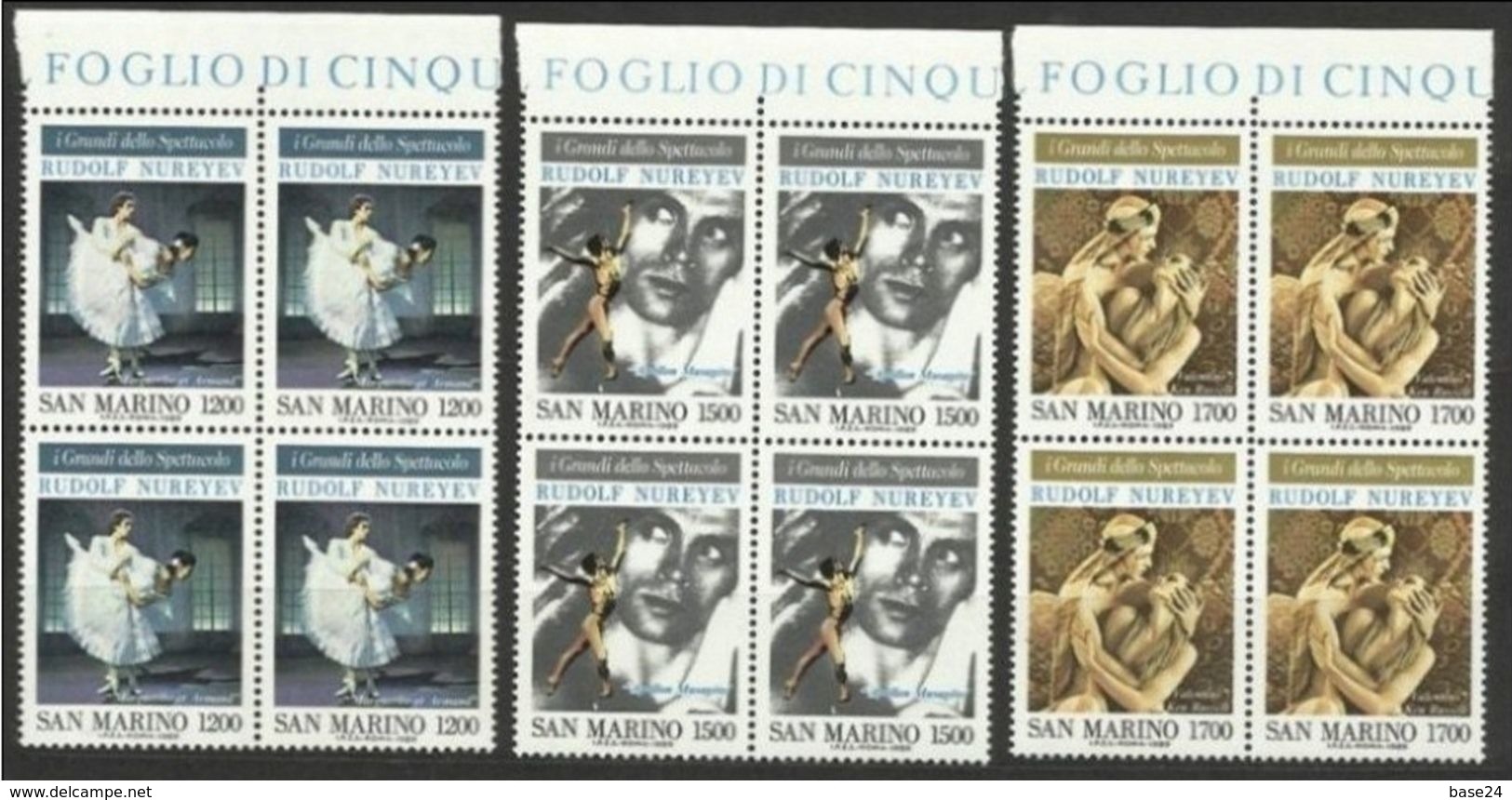 1989 San Marino Saint Marin I GRANDI DELLO SPETTACOLO  NUREYEV 4 Serie Di 3v.: Quartina MNH** Bl.4 - Altri & Non Classificati