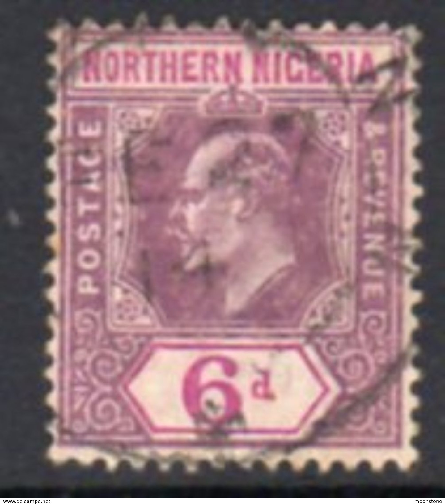 Northern Nigeria EVII 1910-1 Wmk. Mult. Crown CA 6d Dull & Bright Purple Definitive, Used, SG 35a - Nigeria (...-1960)