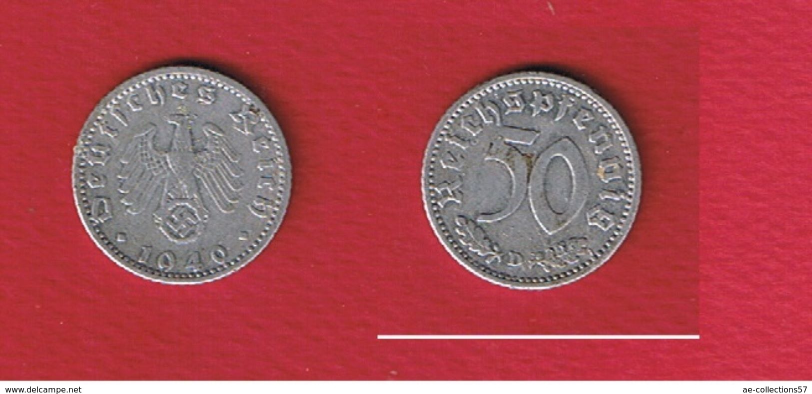 Allemagne  --  50 Reichpfennig 1940 D --  Km #96  --  état  TTB - 50 Pfennig