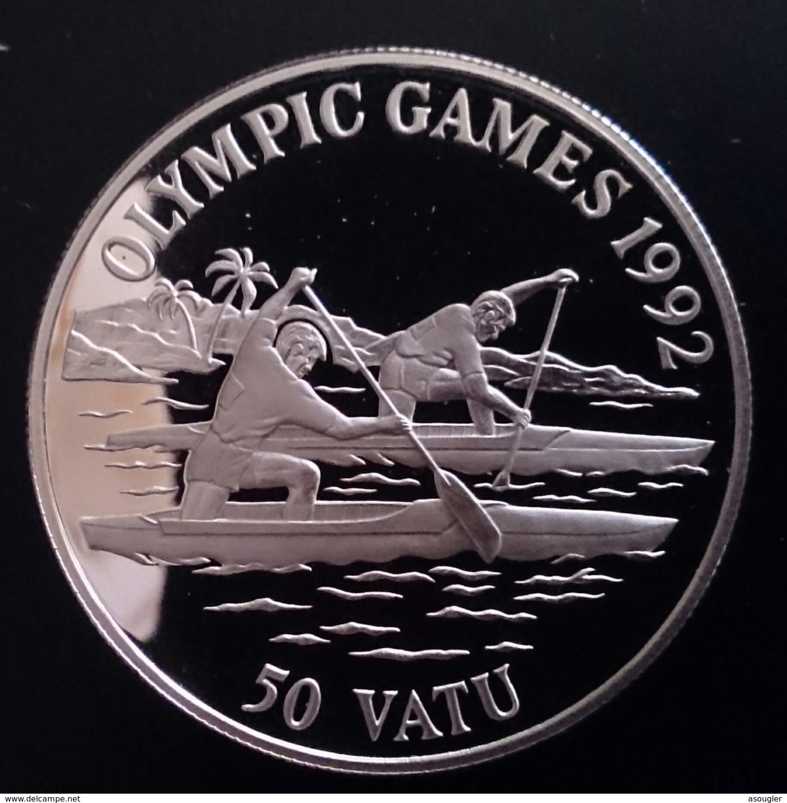 VANUATU 50 VATU 1992 SILVER PROOF "Olympics Games 1992" Free Shipping Via Registered Air Mail - Vanuatu