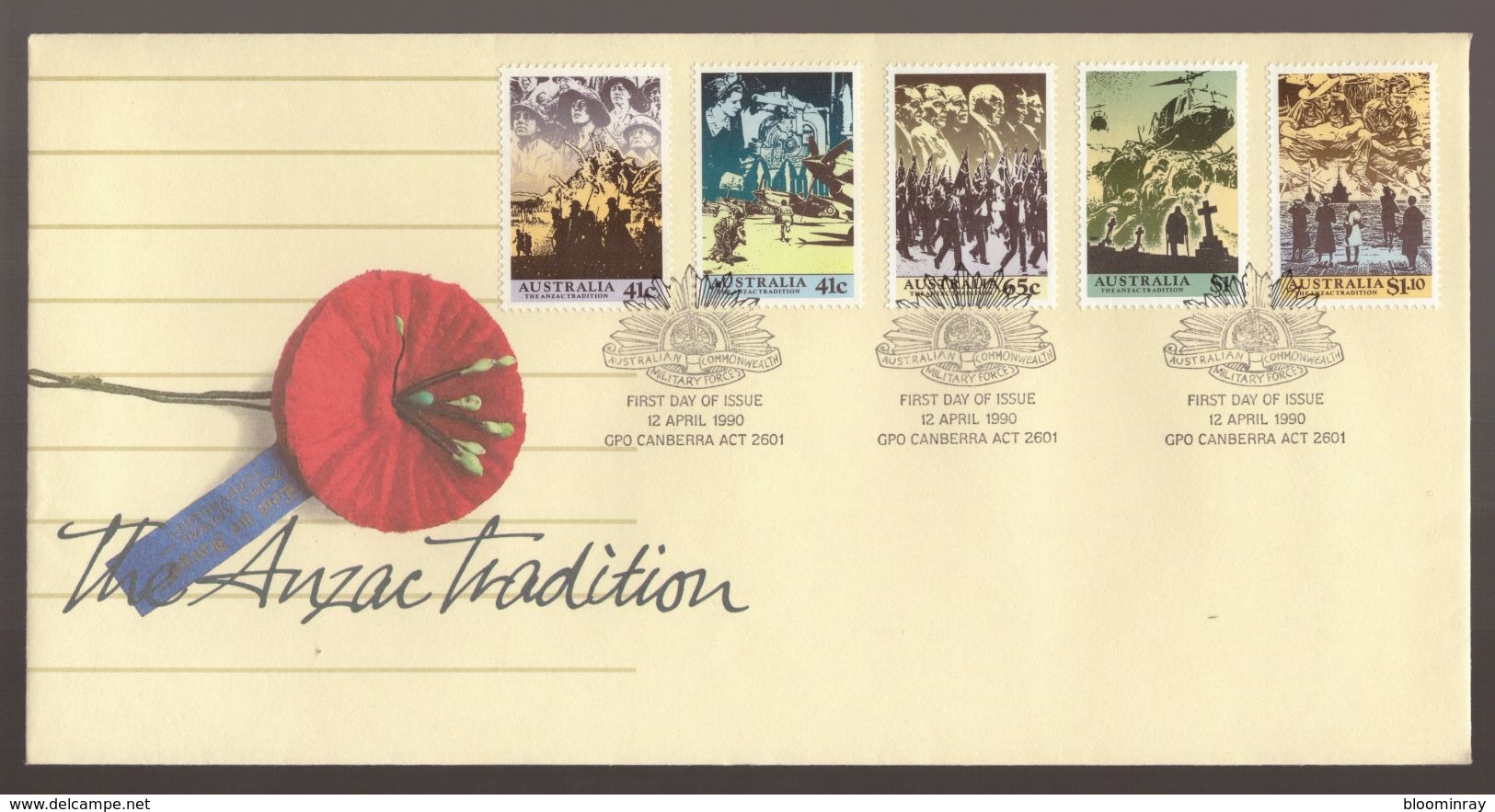 1990 The ANZAC Tradiion With Australian Military Forces Cancelled FDC - FDC