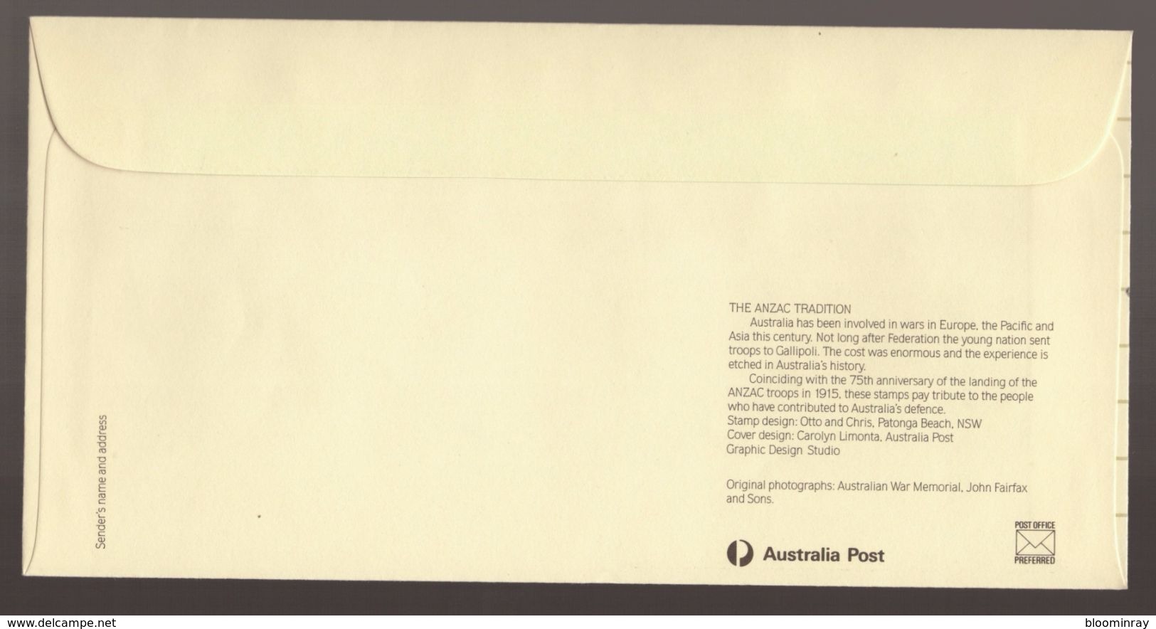 1990 The ANZAC Tradiion With Australian Military Forces Cancelled FDC - Primo Giorno D'emissione (FDC)