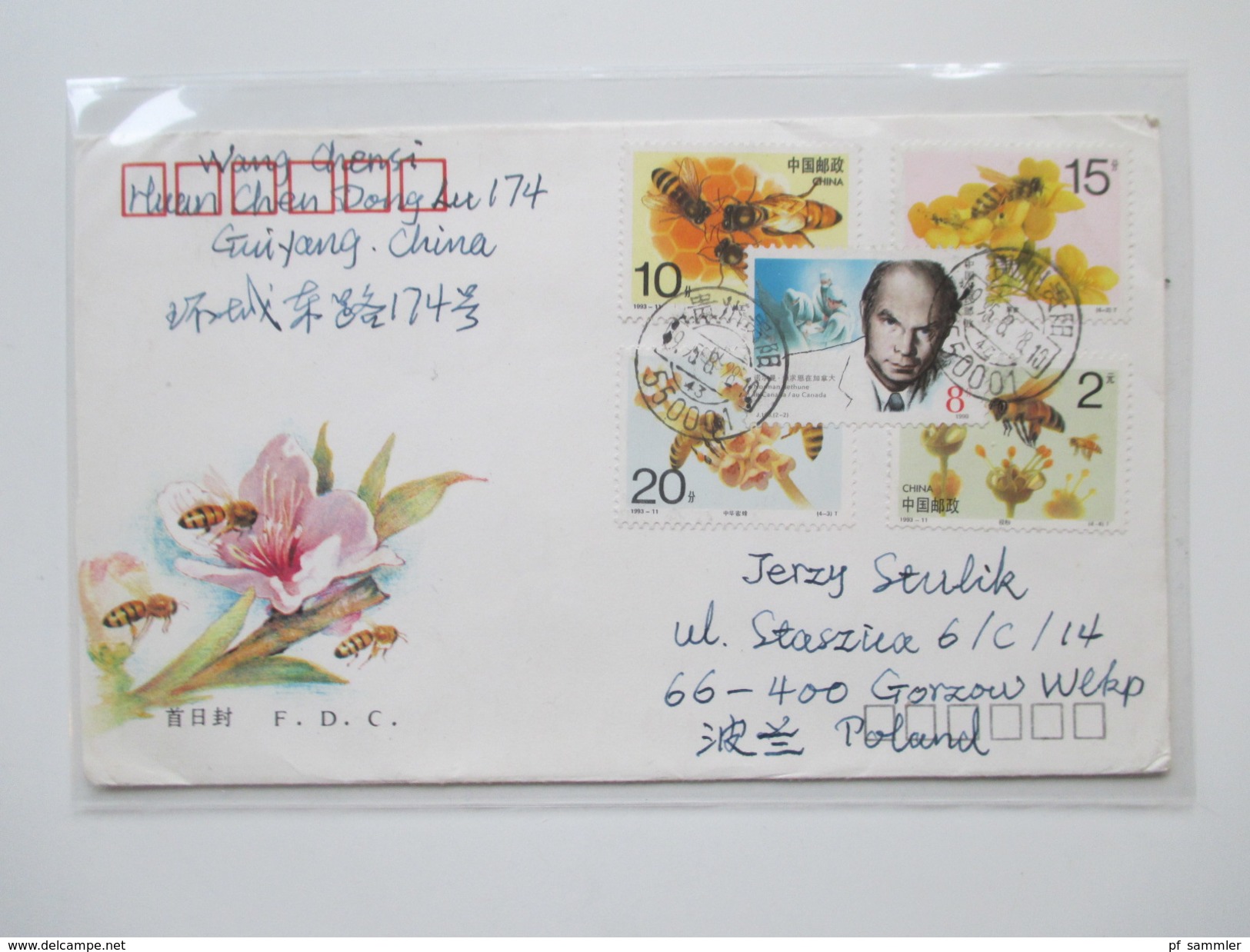 VR China 1980 / 90er Jahre 24 Briefe / Ganzsachen. Rote Stempel / Zierbriefe / FDC echt gelaufen nach Polen usw...