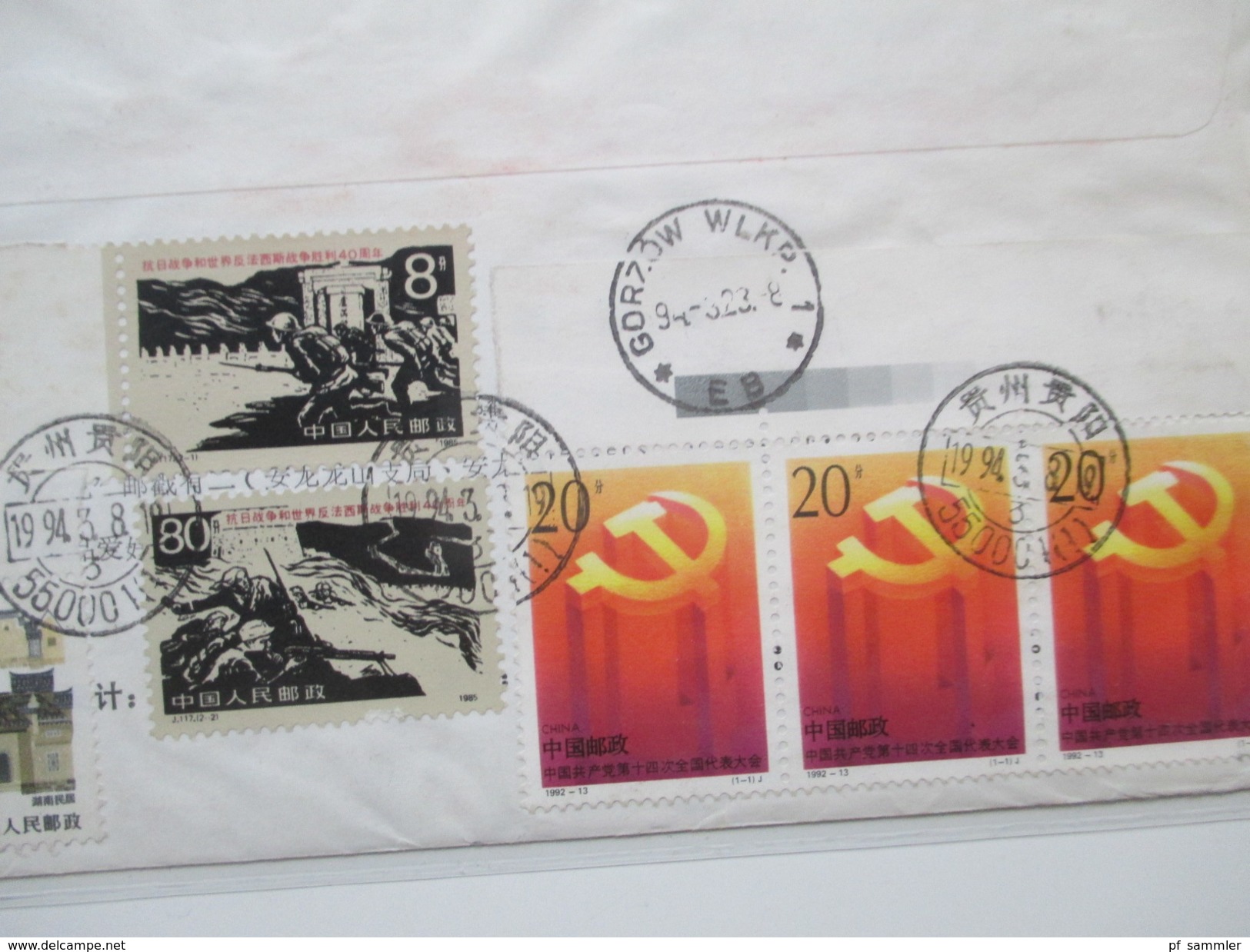 VR China 1980 / 90er Jahre 24 Briefe / Ganzsachen. Rote Stempel / Zierbriefe / FDC echt gelaufen nach Polen usw...