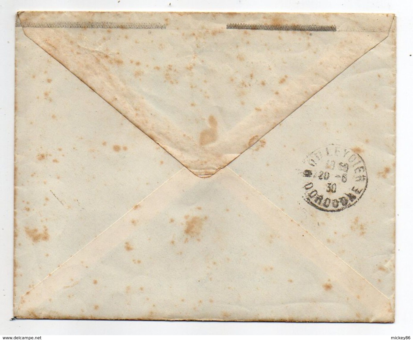 1930--lettre De Bergerac-24 Pour MOULEYDIER-24-Type Semeuse Lignée-cachet Krag-Nouvelles Galeries - 1921-1960: Période Moderne