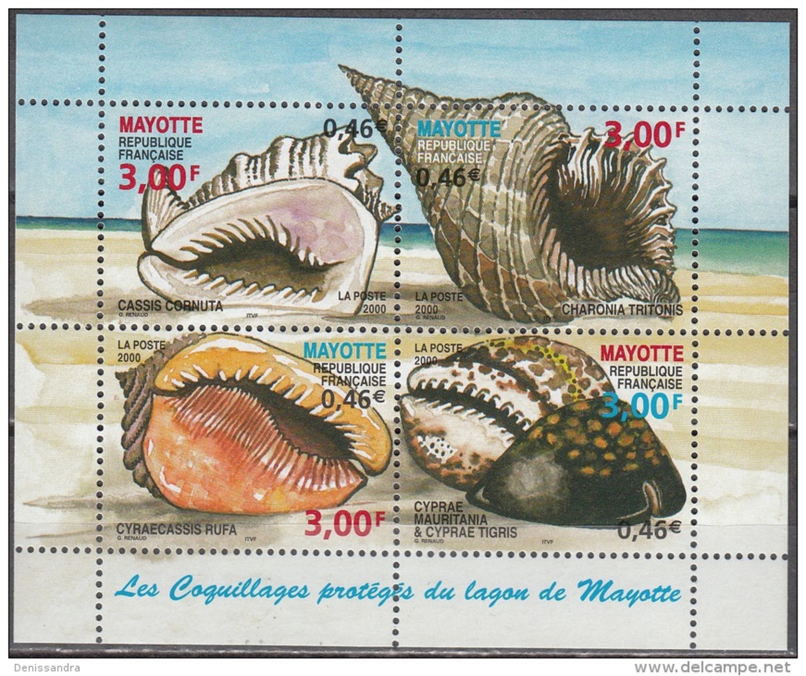 Mayotte 2000 Yvert Bloc Feuillet 4 Neuf ** Cote (2015) 10.00 Euro Coquillages Protégés Du Lagon - Blocks & Sheetlets