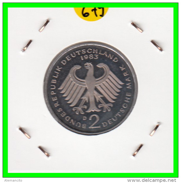 ALEMANIA -GERMANY - MONEDA DE  2.00 DM  AÑO 1983-D - KURT SCHUMACHER - S/C - 2 Marcos