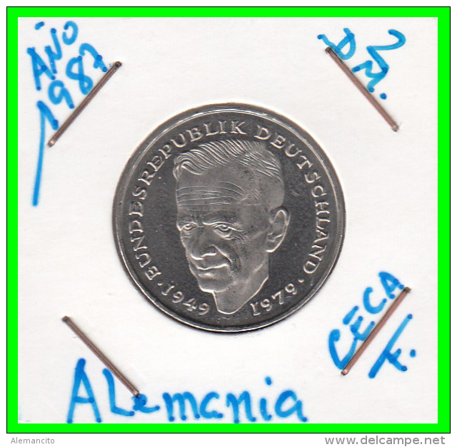 ALEMANIA -GERMANY - MONEDA DE  2.00 DM  AÑO 1987- F - KURT SCHUMACHER  S/C - 2 Marcos