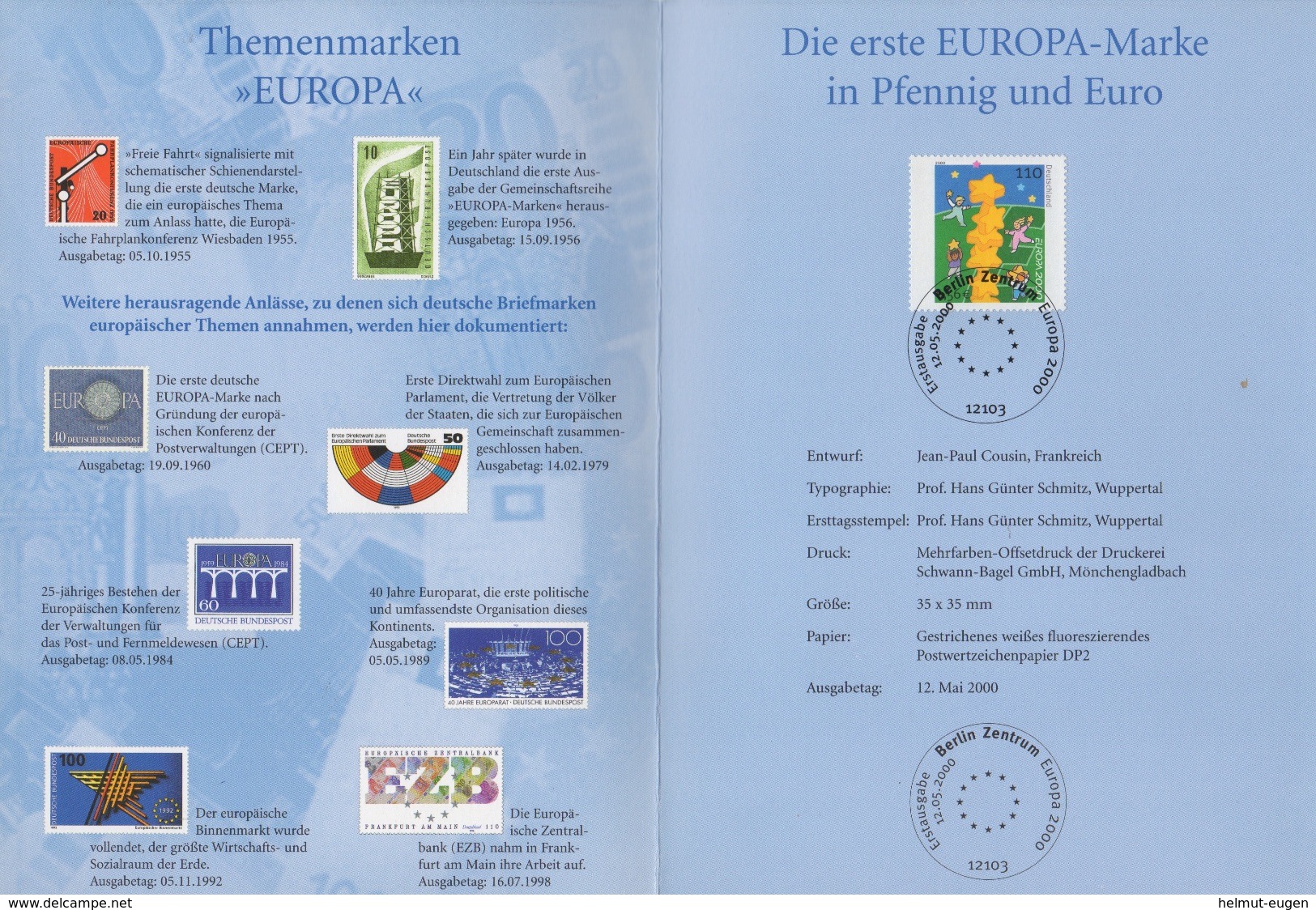 MiNr. 2113 Deutschland Bundesrepublik Deutschland       2000, 12. Mai. Europa. - 1991-2000