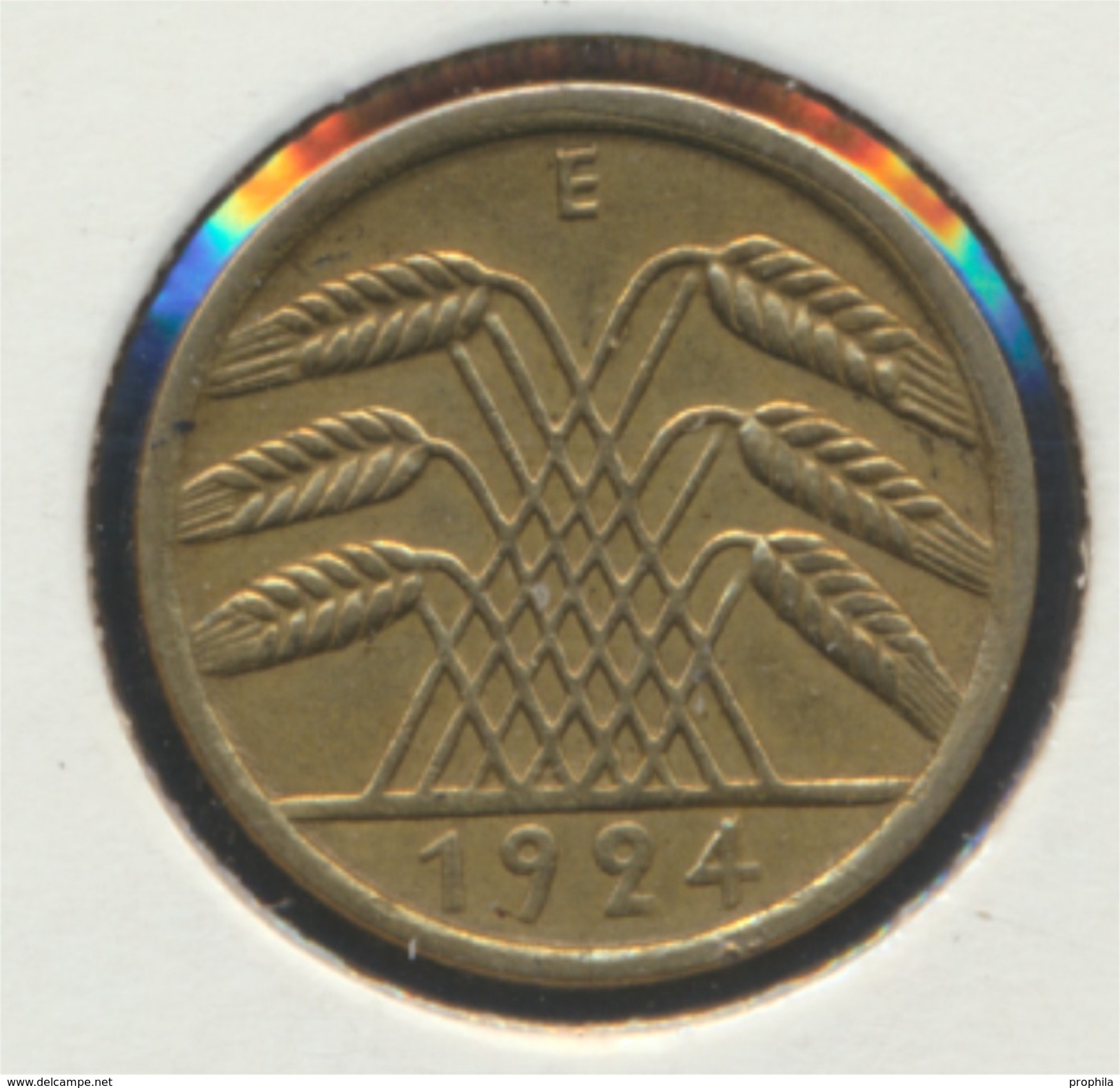 Deutsches Reich Jägernr: 308 1924 E Vorzüglich Aluminium-Bronze 1924 5 Rentenpfennig Ähren (7869107 - 5 Rentenpfennig & 5 Reichspfennig