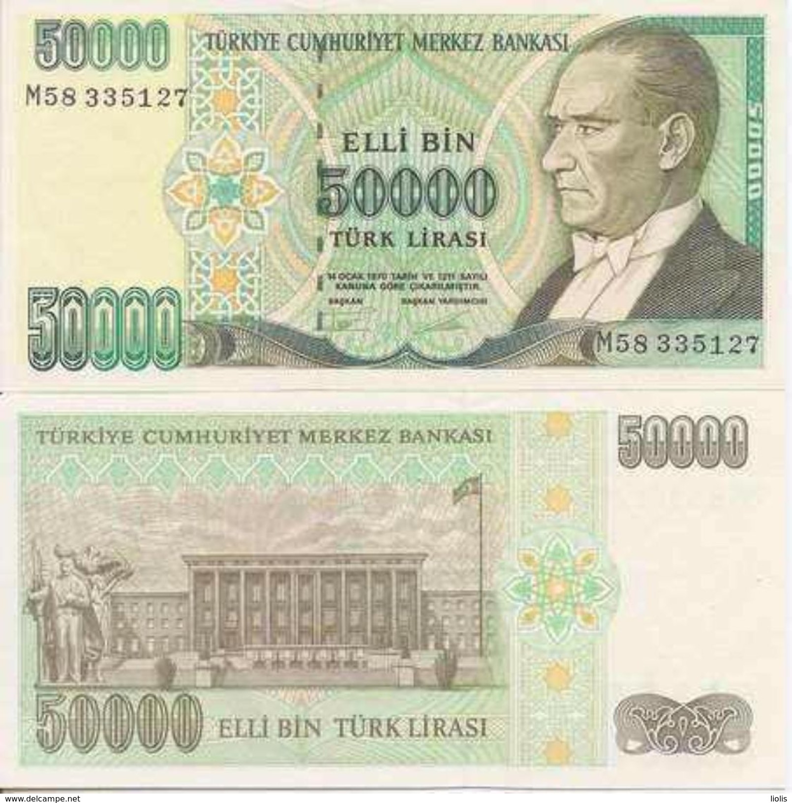 Turkey P-204  50000 Lirasi 1995 UNC - Turquie