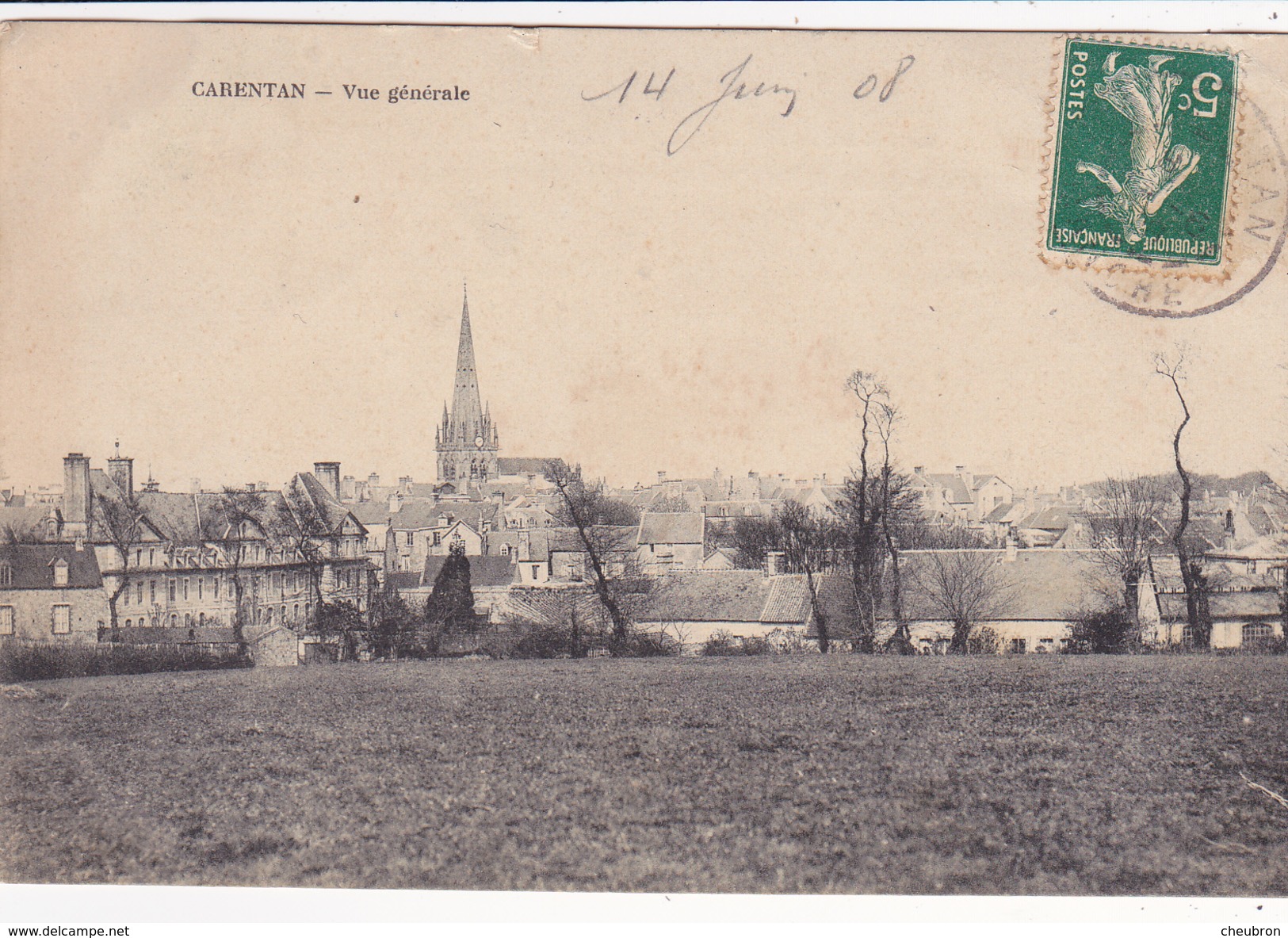 50. CARENTAN. CPA. VUE GÉNÉRALE. ANNÉE 1908 - Carentan