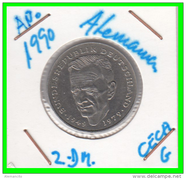 ALEMANIA -GERMANY - MONEDA DE  2.00 DM  AÑO 1990 -G   KURT SCHUMACHER - 2 Marcos