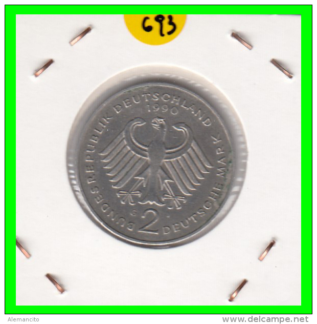 ALEMANIA -GERMANY - MONEDA DE  2.00 DM  AÑO 1990 -G   KURT SCHUMACHER - 2 Marcos