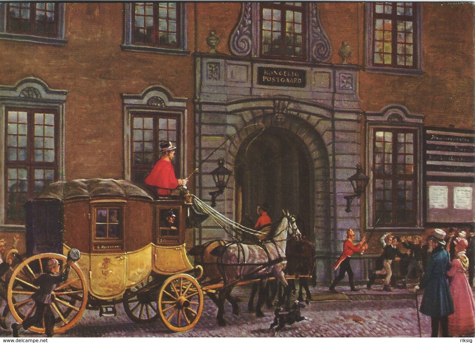 Old Postal Coach  - Postman & Horses - Rural Postman. Paintings  -  3 Cards.  Denmark   # 07331 - Postal Services