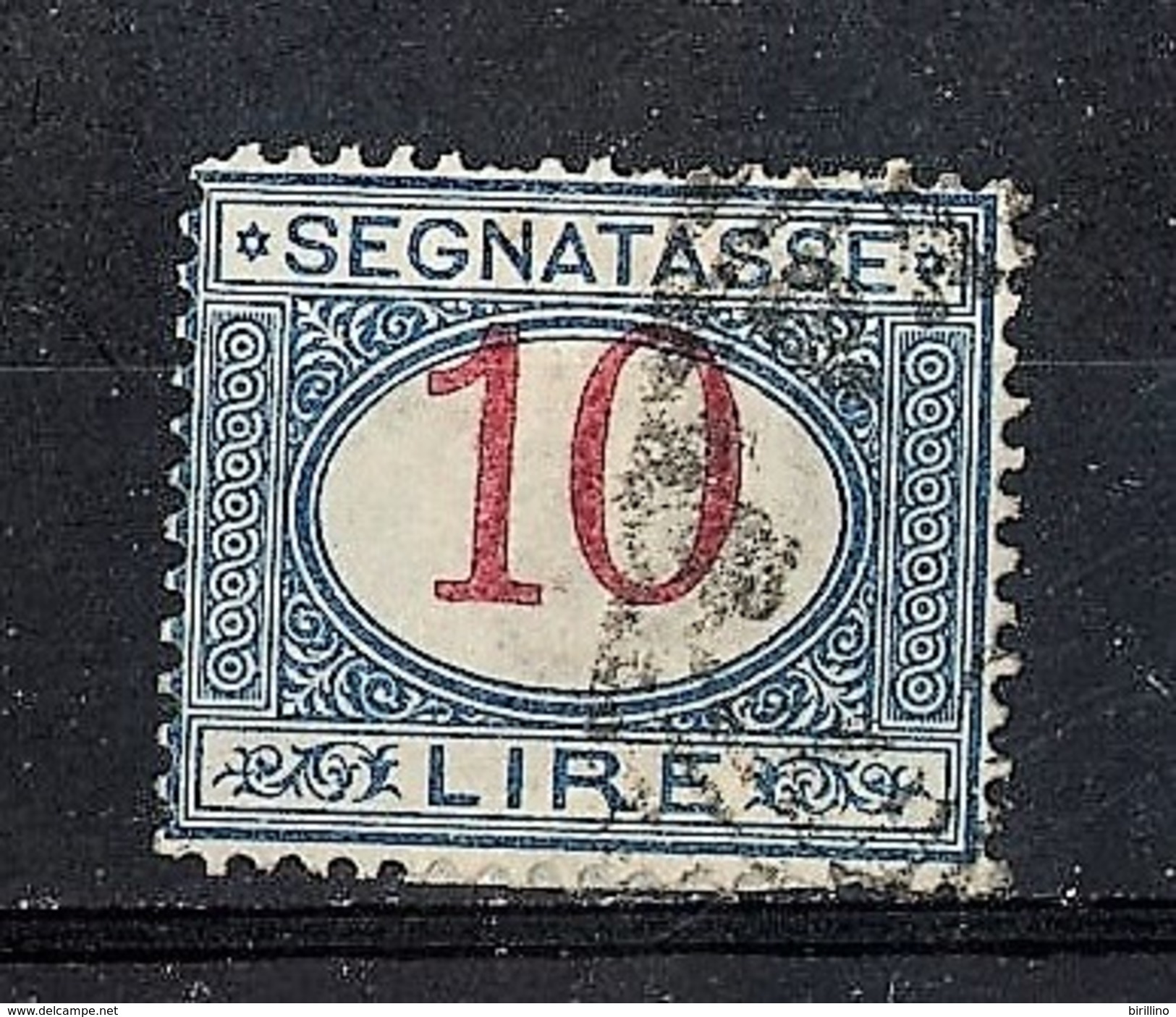 Anno 1890/94 - Segnatasse 10 L. Tipo Del 1870 - Azzurro E Carminio - Usato - Segnatasse