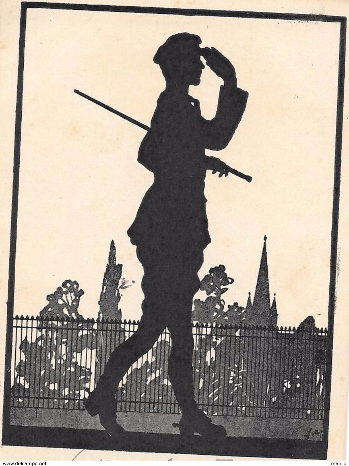 ON PARADE -   SILHOUETTE D'un MILITAIRE ANGLAIS , Ombres Chinoises - 1918  J.W.FAULKNER - LONDON -  SERIES  1616 - Silhouettes