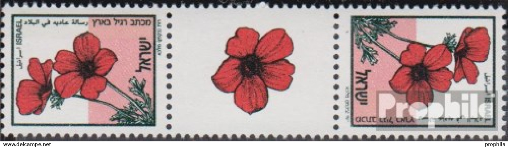 Israel 1217KZ Zwischenstegpaar (kompl.Ausg.) Senk. Kehrdruck Postfrisch 1992 Kronenanemone - Ungebraucht (ohne Tabs)