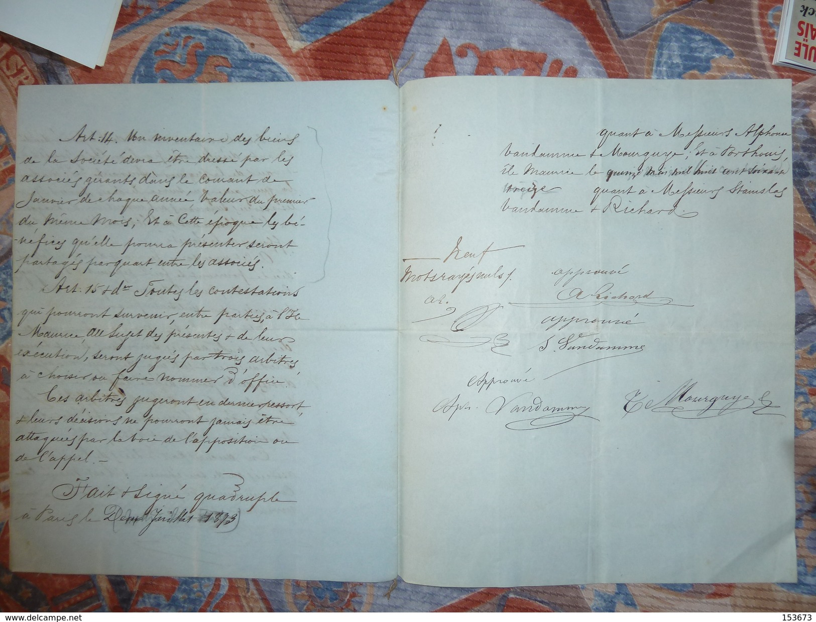 Acte Papier Timbré Fiscal "THREE PENCE MAURICIUS" 1873 Création Port-Louis (Ile Maurice) Atelier Cordonnier, Mag. Chauss - Historical Documents